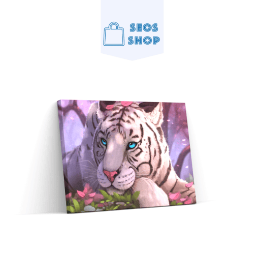 Tigre blanc aux yeux bleus | Diamond Painting | Peinture Diamant
