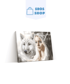 Loup blanc avec une femme | Diamond Painting | Peinture Diamant