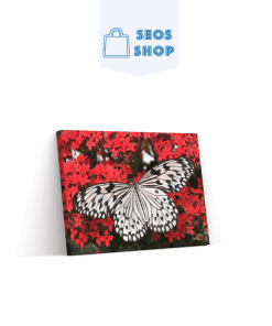 Papillon sur les fleurs rouges | Diamond Painting | Peinture Diamant