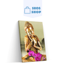 Bouddha avec des fleurs violettes | Diamond Painting | Peinture Diamant