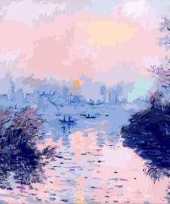 Claude Monet - Soleil couchant sur la Seine à Lavacourt Diamond Painting | Seos Shop ®