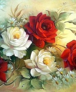 Diamond Painting - Composition florale rouge et blanche | Seos Shop ®
