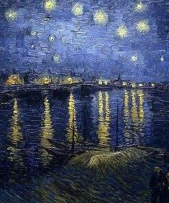 Diamond Painting - Van Gogh Nuit Etoilée sur le Rhone 40x50cm toile tendue sur châssis | Seos Shop ®