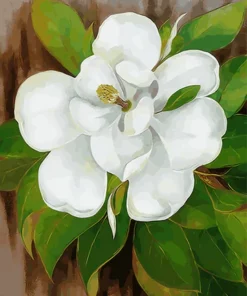 Fleur blanche et feuilles vertes Diamond Painting | Seos Shop ®