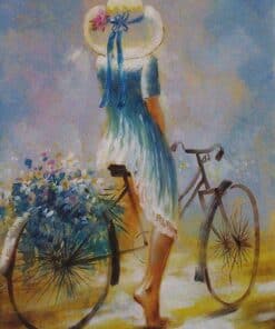 Jeune femme à bicyclette Diamond Painting | Seos Shop ®