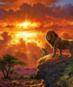 Lion au coucher de soleil Diamond Painting | Seos Shop ®