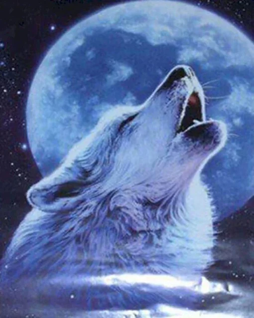 Loup hurlant à la Lune Diamond Painting | Seos Shop ®