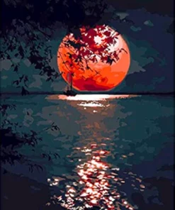 Lune rouge sur le Lac Diamond Painting | Seos Shop ®