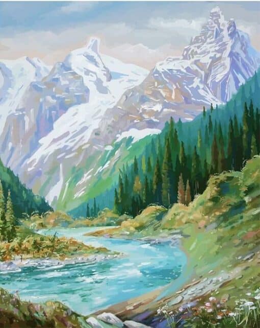 Vue du Ruisseau en Montagne Diamond Painting | Seos Shop ®