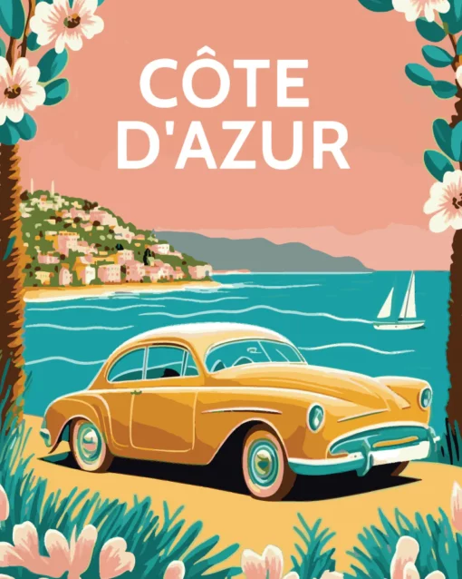 Affiche Vintage Côte d'Azur Diamond Painting | Seos Shop ®