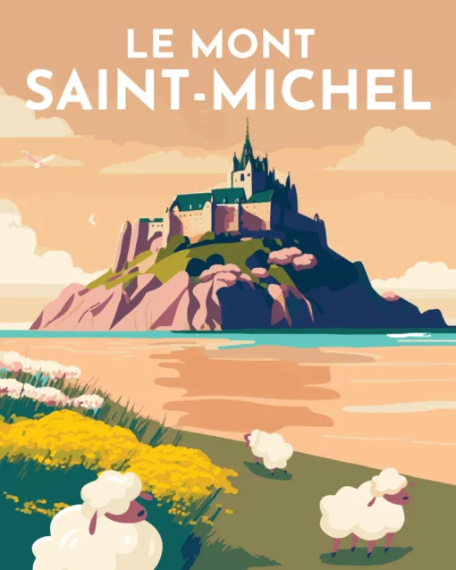 Affiche Vintage Mont Saint-Michel Diamond Painting | Seos Shop ®