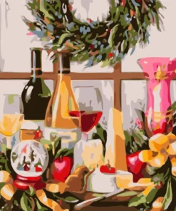 Bouteilles de vin sur la table Diamond Painting | Seos Shop ®