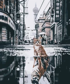 Chat reflet de tigre en Ville Diamond Painting | Seos Shop ®