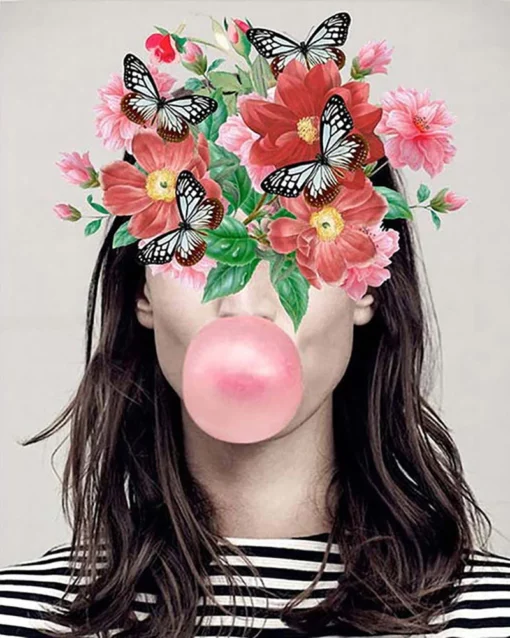 Chewing Gum, Fleurs et Papillons Diamond Painting | Seos Shop ®