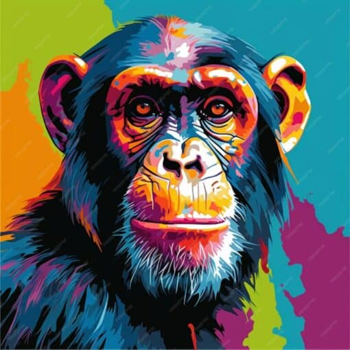 Chimpanzé Coloré Abstrait Diamond Painting | Seos Shop ®