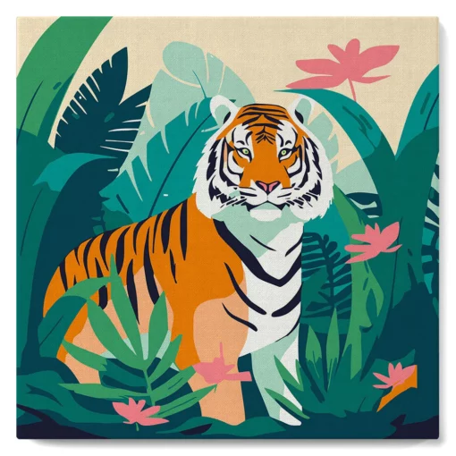 Diamond Painting 20x20cm avec cadre Tigre du Bengale Tropical Diamond Painting | Seos Shop ®