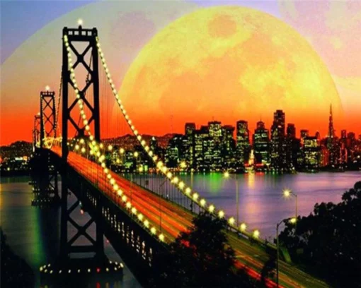 Diamond Painting - Pont de San Francisco et Pleine Lune | Seos Shop ®
