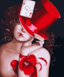Femme Sexy Chapeau Rouge et Carte Diamond Painting | Seos Shop ®