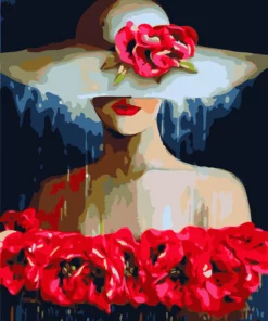 Femme au chapeau et Fleurs Diamond Painting | Seos Shop ®