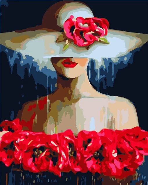 Femme au chapeau et Fleurs Diamond Painting | Seos Shop ®