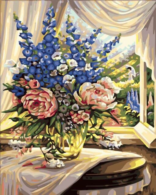 Fenêtre ouverte et bouquet fleuri Diamond Painting | Seos Shop ®