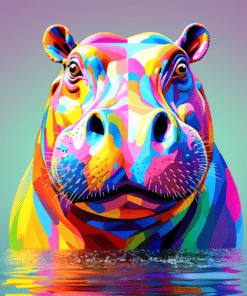 Hippopotame Coloré Abstrait Diamond Painting | Seos Shop ®
