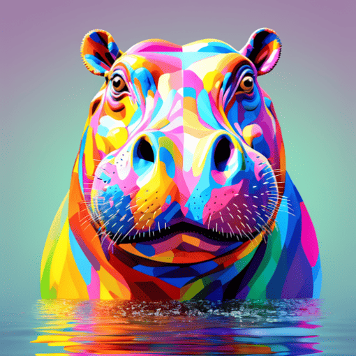 Hippopotame Coloré Abstrait Diamond Painting | Seos Shop ®