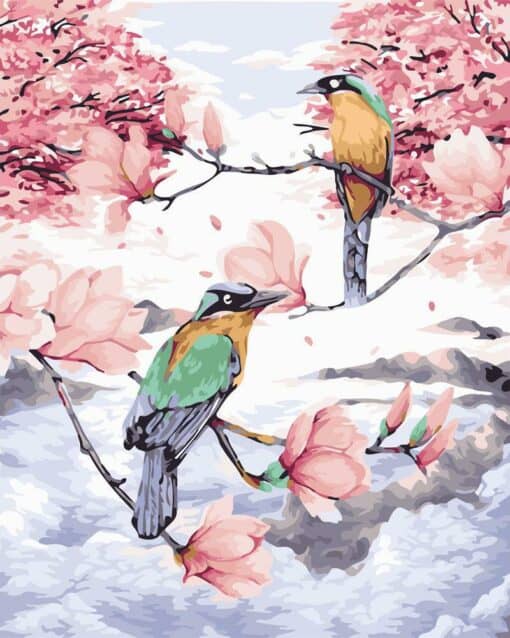 Oiseaux sur des branches en haute montagne Diamond Painting | Seos Shop ®