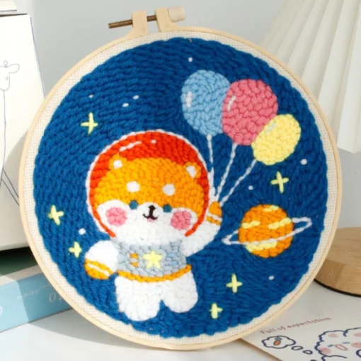 Punch Needle Ourson Cosmonaute et Ballons Diamond Painting | Seos Shop ®