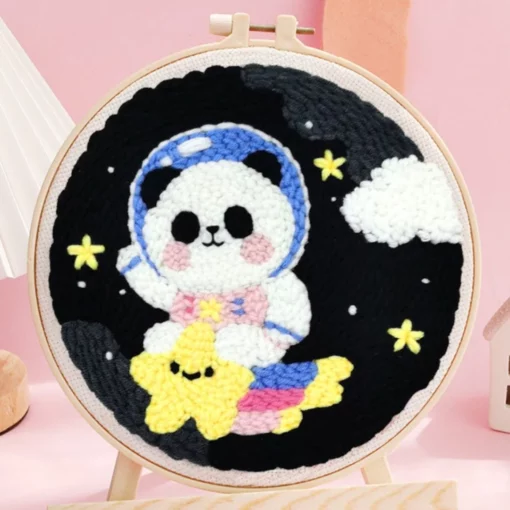 Punch Needle Panda cosmonaute Diamond Painting | Seos Shop ®