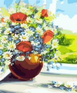 Vase de fleurs et vue sur les champs Diamond Painting | Seos Shop ®